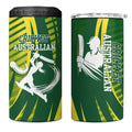 Australian Cricket 4 in 1 Can Cooler Tumbler Dynamic Stripe Graphic With Player Silhouette