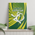 Australian Cricket Canvas Wall Art Dynamic Stripe Graphic With Player Silhouette