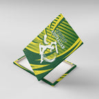 Australian Cricket Canvas Wall Art Dynamic Stripe Graphic With Player Silhouette