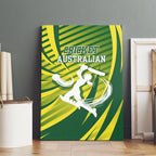 Australian Cricket Canvas Wall Art Dynamic Stripe Graphic With Player Silhouette