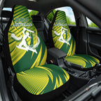 Australian Cricket Car Seat Cover Dynamic Stripe Graphic With Player Silhouette