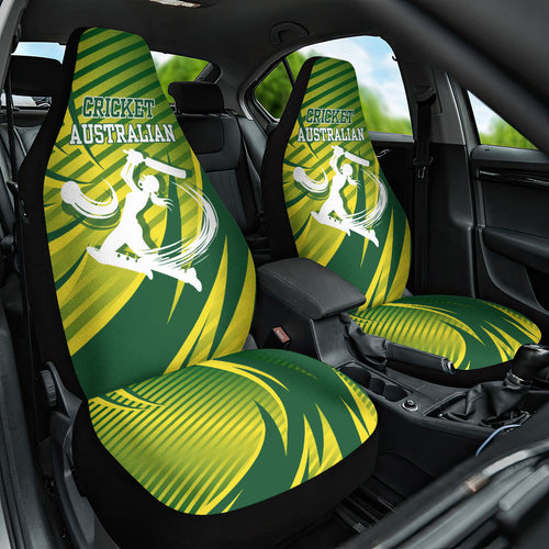 Australian Cricket Car Seat Cover Dynamic Stripe Graphic With Player Silhouette