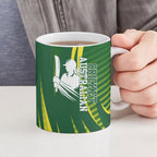 Australian Cricket Ceramic Mug Dynamic Stripe Graphic With Player Silhouette