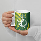 Australian Cricket Ceramic Mug Dynamic Stripe Graphic With Player Silhouette