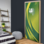 Australian Cricket Door Cover Dynamic Stripe Graphic With Player Silhouette