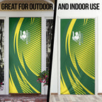 Australian Cricket Door Cover Dynamic Stripe Graphic With Player Silhouette