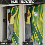 Australian Cricket Door Cover Dynamic Stripe Graphic With Player Silhouette