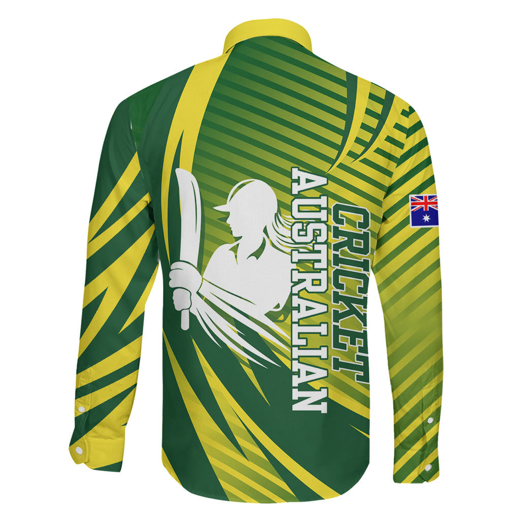 Australian Cricket Family Matching Long Sleeve Bodycon Dress and Hawaiian Shirt Dynamic Stripe Graphic With Player Silhouette