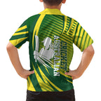 Australian Cricket Family Matching Tank Maxi Dress and Hawaiian Shirt Dynamic Stripe Graphic With Player Silhouette