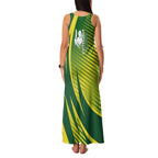 Australian Cricket Family Matching Tank Maxi Dress and Hawaiian Shirt Dynamic Stripe Graphic With Player Silhouette