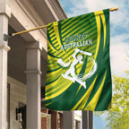 Australian Cricket Garden Flag Dynamic Stripe Graphic With Player Silhouette