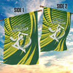 Australian Cricket Garden Flag Dynamic Stripe Graphic With Player Silhouette