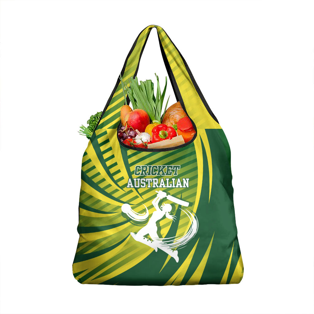 Australian Cricket Grocery Bag Dynamic Stripe Graphic With Player Silhouette