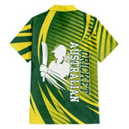 Australian Cricket Hawaiian Shirt Dynamic Stripe Graphic With Player Silhouette