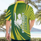 Australian Cricket Hawaiian Shirt Dynamic Stripe Graphic With Player Silhouette