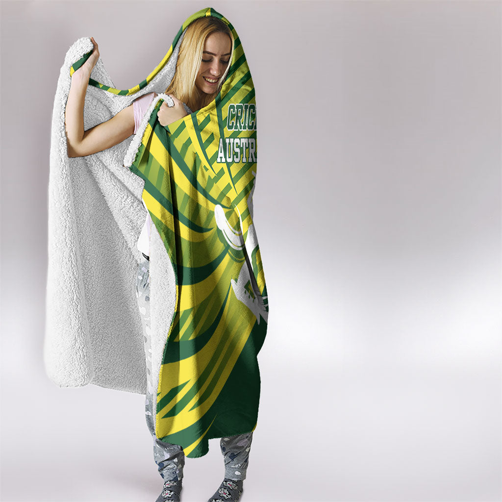 Australian Cricket Hooded Blanket Dynamic Stripe Graphic With Player Silhouette
