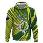 Australian Cricket Hoodie Dynamic Stripe Graphic With Player Silhouette