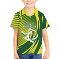 Australian Cricket Kid Hawaiian Shirt Dynamic Stripe Graphic With Player Silhouette