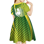 Australian Cricket Kid Short Sleeve Dress Dynamic Stripe Graphic With Player Silhouette