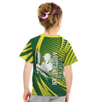 Australian Cricket Kid T Shirt Dynamic Stripe Graphic With Player Silhouette