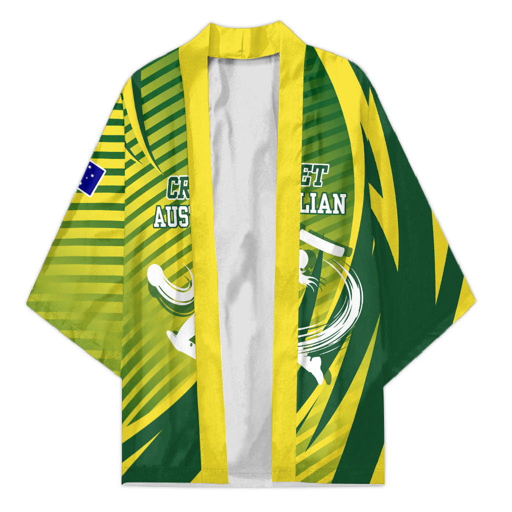Australian Cricket Kimono Dynamic Stripe Graphic With Player Silhouette