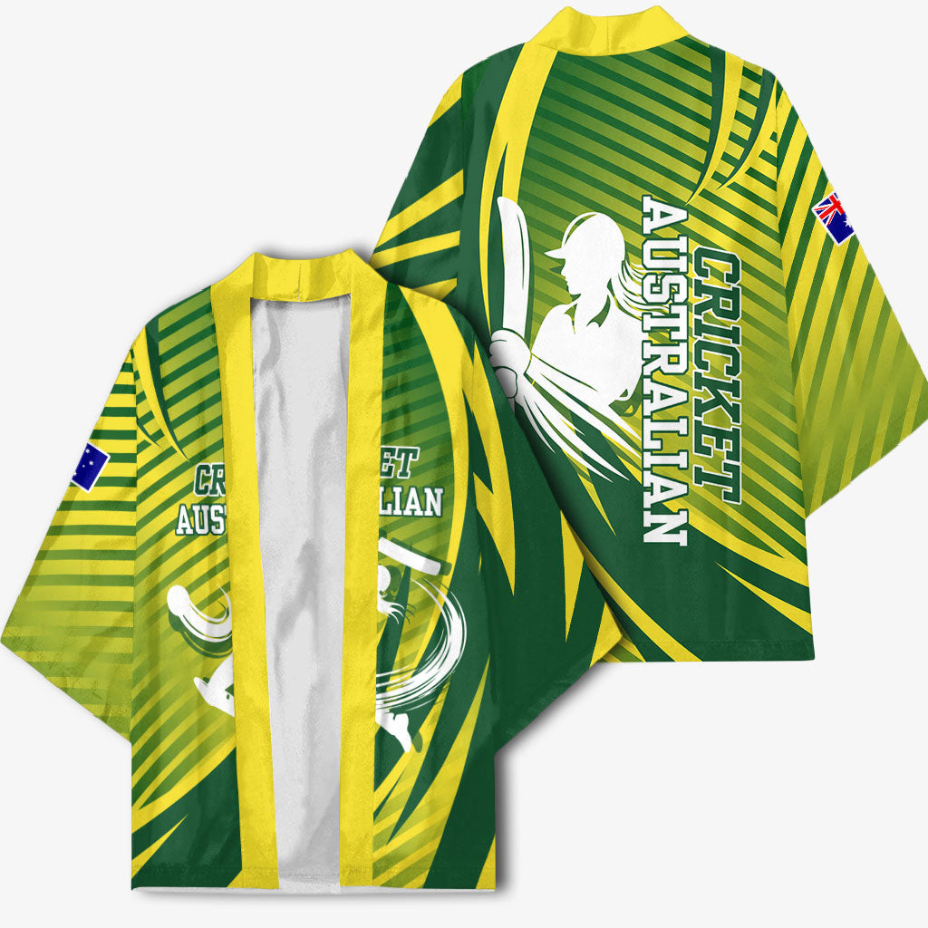 Australian Cricket Kimono Dynamic Stripe Graphic With Player Silhouette