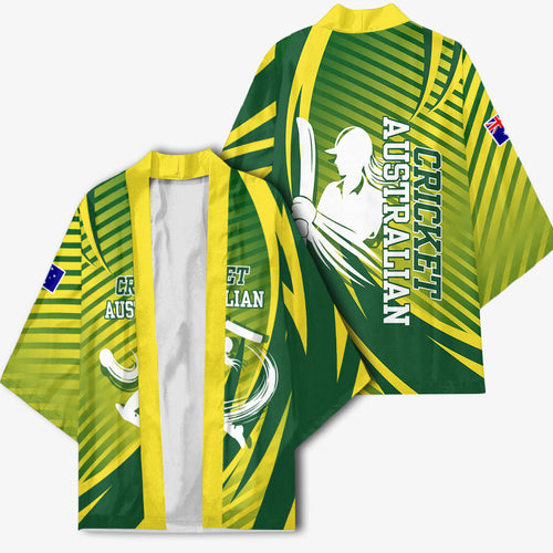 Australian Cricket Kimono Dynamic Stripe Graphic With Player Silhouette
