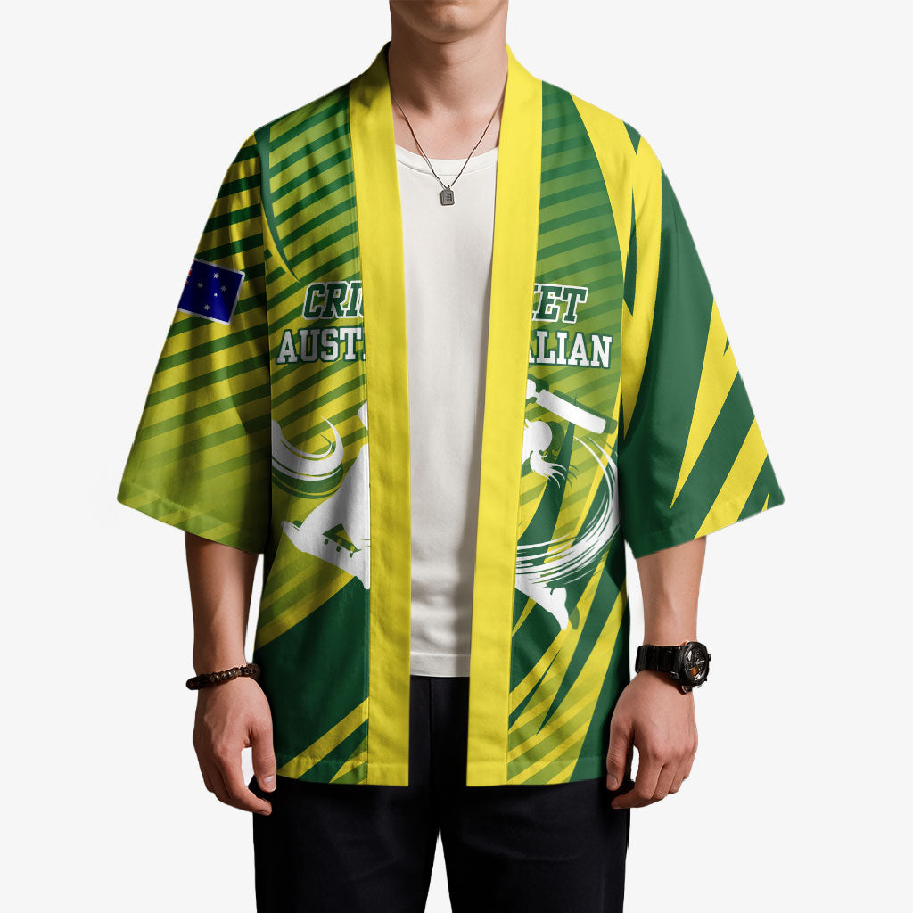 Australian Cricket Kimono Dynamic Stripe Graphic With Player Silhouette