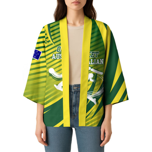 Australian Cricket Kimono Dynamic Stripe Graphic With Player Silhouette