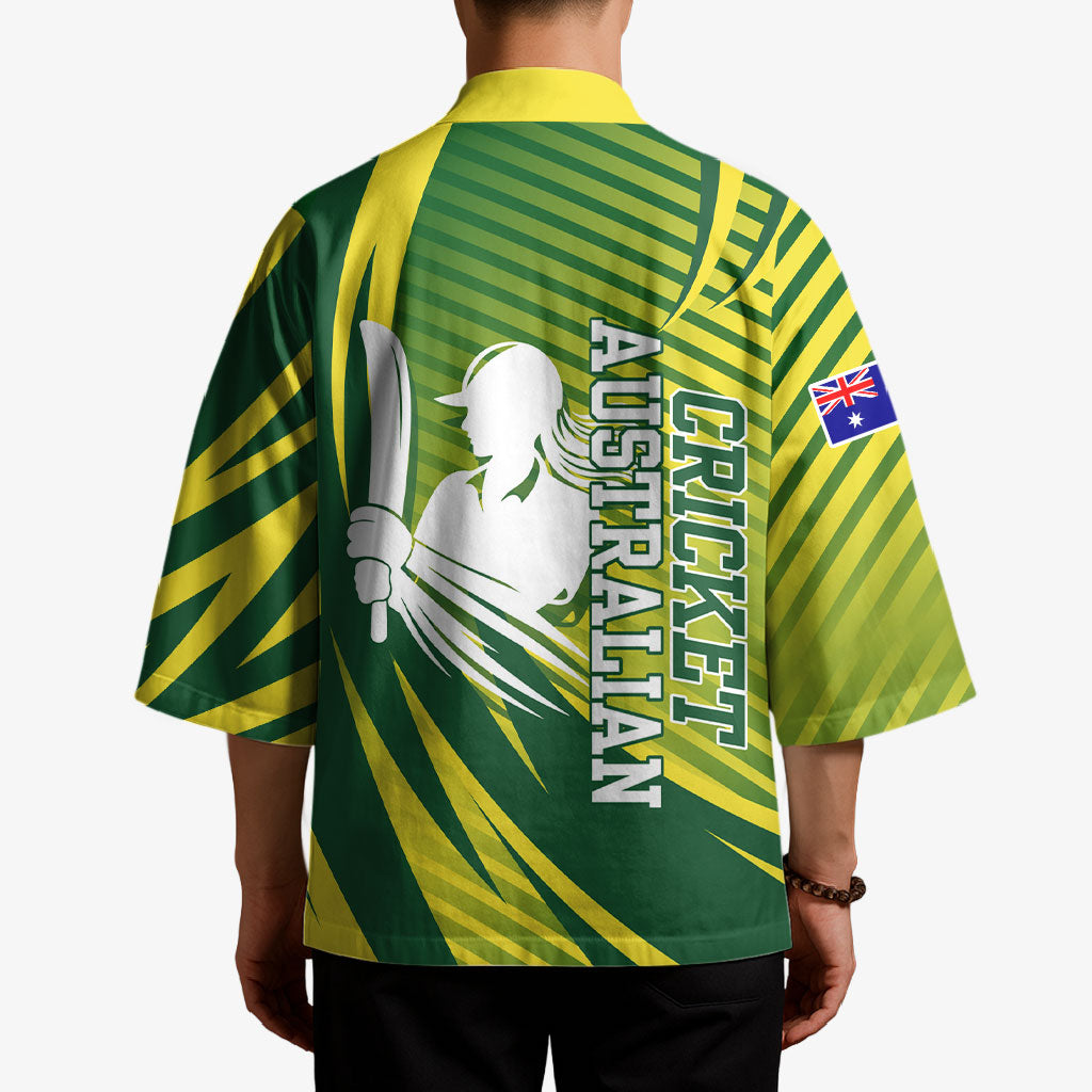 Australian Cricket Kimono Dynamic Stripe Graphic With Player Silhouette