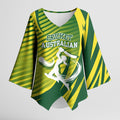 Australian Cricket Kimono Sleeve Blouse Dynamic Stripe Graphic With Player Silhouette