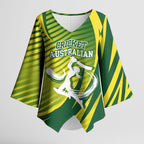 Australian Cricket Kimono Sleeve Blouse Dynamic Stripe Graphic With Player Silhouette