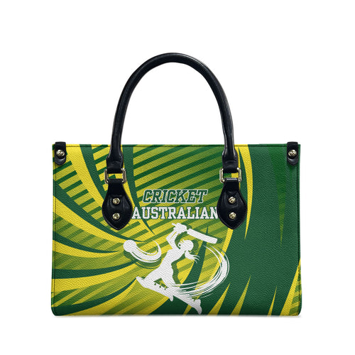 Australian Cricket Leather Bag Dynamic Stripe Graphic With Player Silhouette