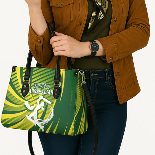 Australian Cricket Leather Bag Dynamic Stripe Graphic With Player Silhouette