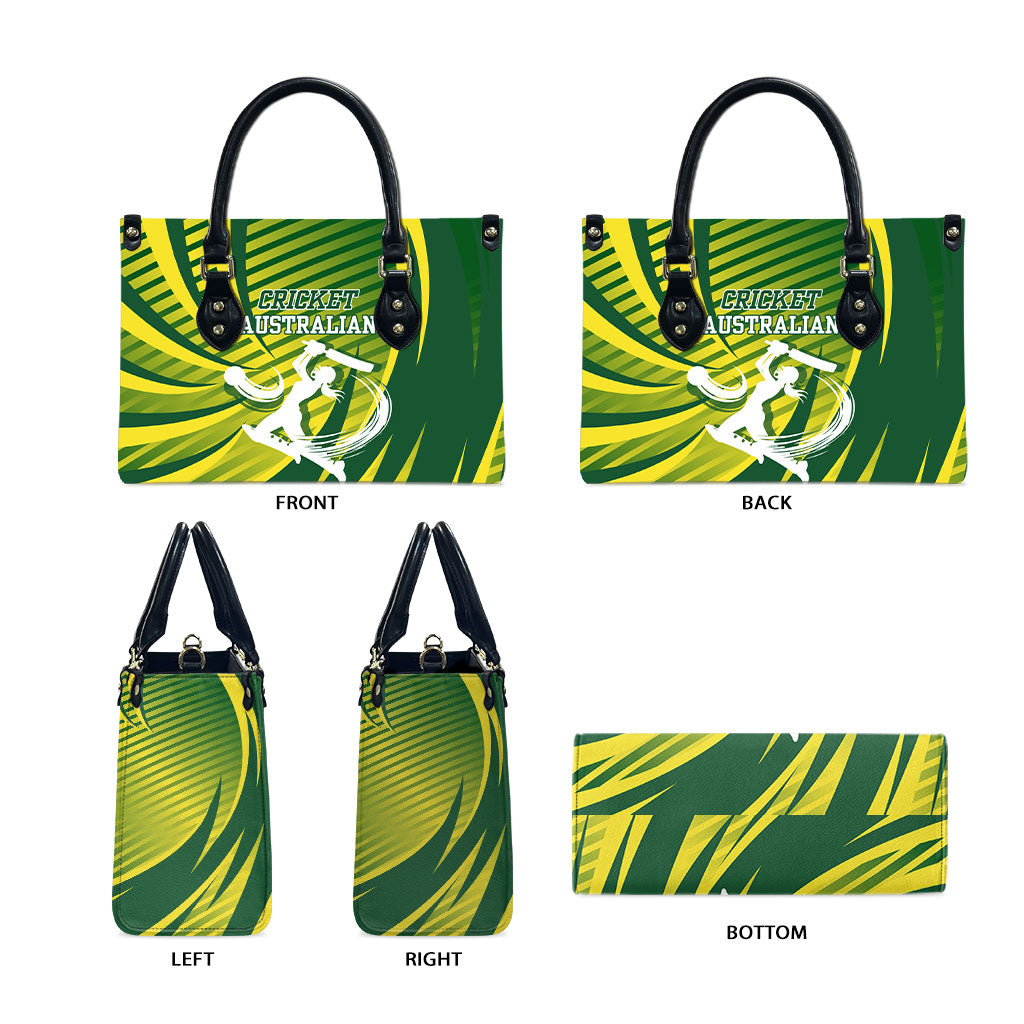 Australian Cricket Leather Bag Dynamic Stripe Graphic With Player Silhouette