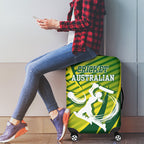 Australian Cricket Luggage Cover Dynamic Stripe Graphic With Player Silhouette
