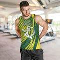 Australian Cricket Men Tank Top Dynamic Stripe Graphic With Player Silhouette