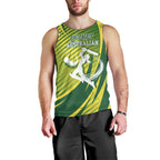 Australian Cricket Men Tank Top Dynamic Stripe Graphic With Player Silhouette