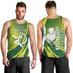 Australian Cricket Men Tank Top Dynamic Stripe Graphic With Player Silhouette