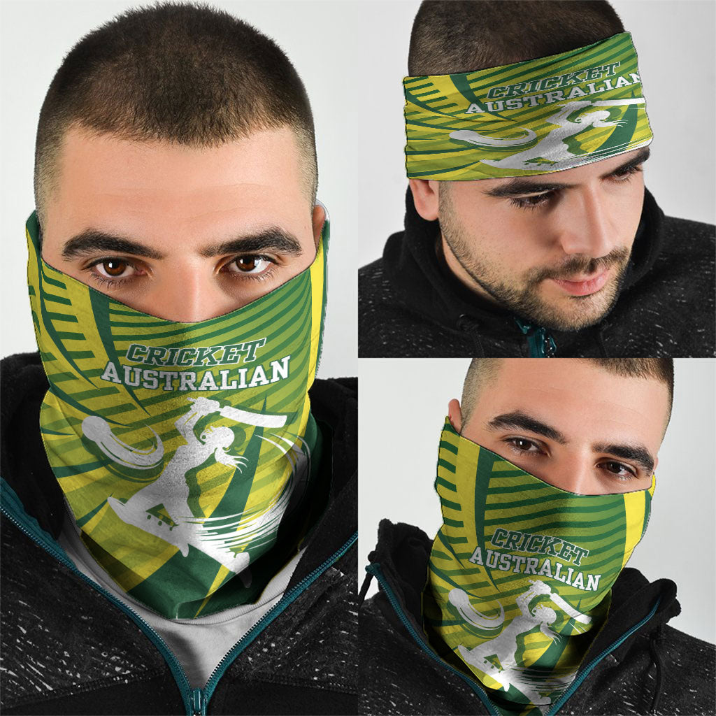 Australian Cricket Neck Gaiter Dynamic Stripe Graphic With Player Silhouette