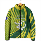 Australian Cricket Padded Jacket Dynamic Stripe Graphic With Player Silhouette