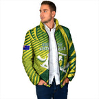 Australian Cricket Padded Jacket Dynamic Stripe Graphic With Player Silhouette