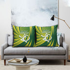 Australian Cricket Pillow Cover Dynamic Stripe Graphic With Player Silhouette