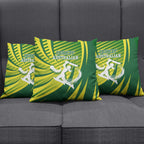 Australian Cricket Pillow Cover Dynamic Stripe Graphic With Player Silhouette