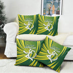 Australian Cricket Pillow Cover Dynamic Stripe Graphic With Player Silhouette