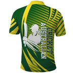 Australian Cricket Polo Shirt Dynamic Stripe Graphic With Player Silhouette