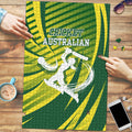 Australian Cricket Puzzle Dynamic Stripe Graphic With Player Silhouette