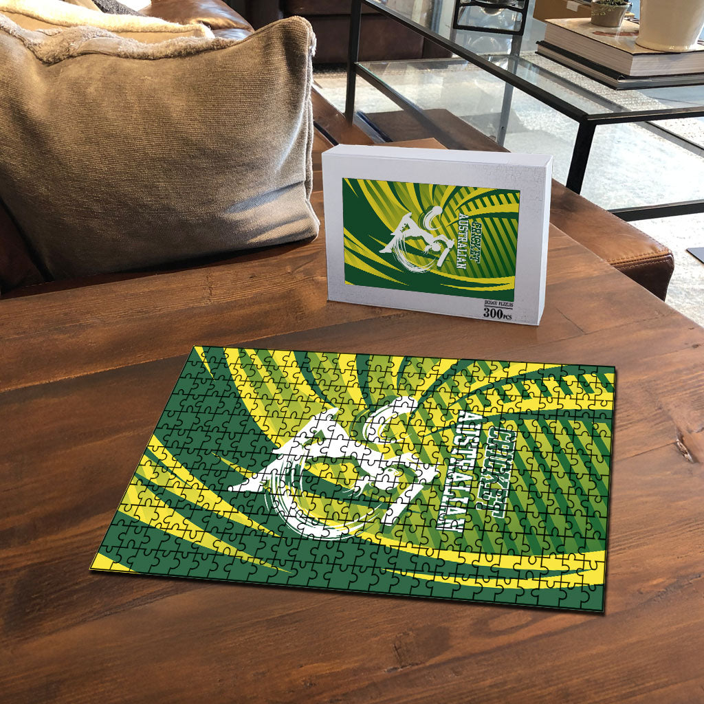 Australian Cricket Puzzle Dynamic Stripe Graphic With Player Silhouette