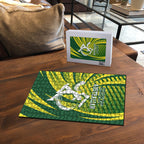 Australian Cricket Puzzle Dynamic Stripe Graphic With Player Silhouette