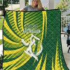 Australian Cricket Quilt Dynamic Stripe Graphic With Player Silhouette
